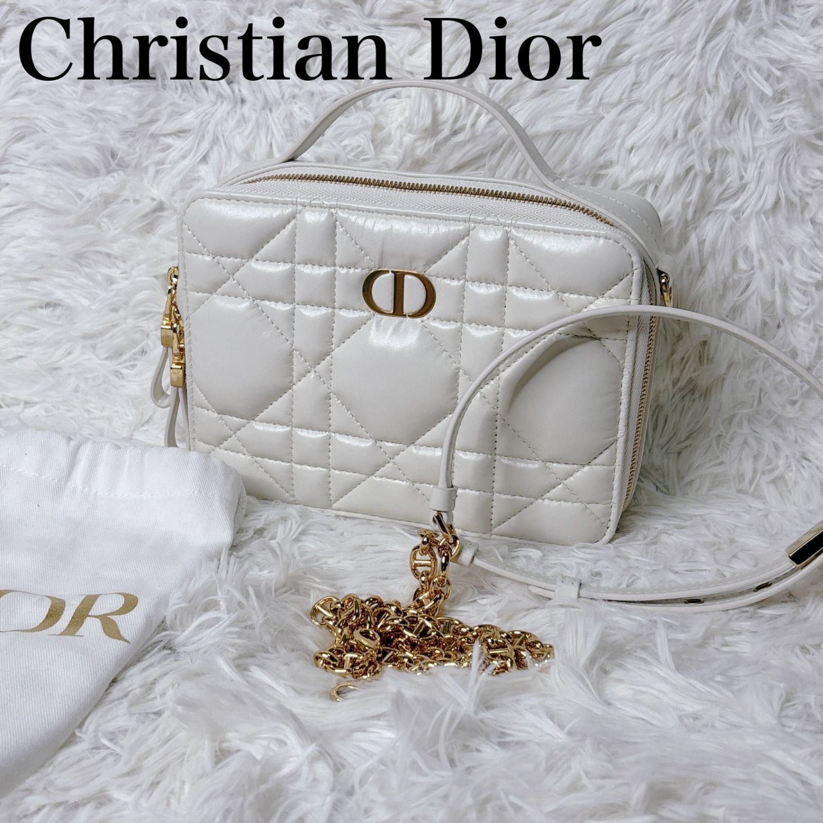 Dior キルティングバッグ　ホワイト　ショルダーバッグ ホワイト ショルダーバッグ~ - メルカリ