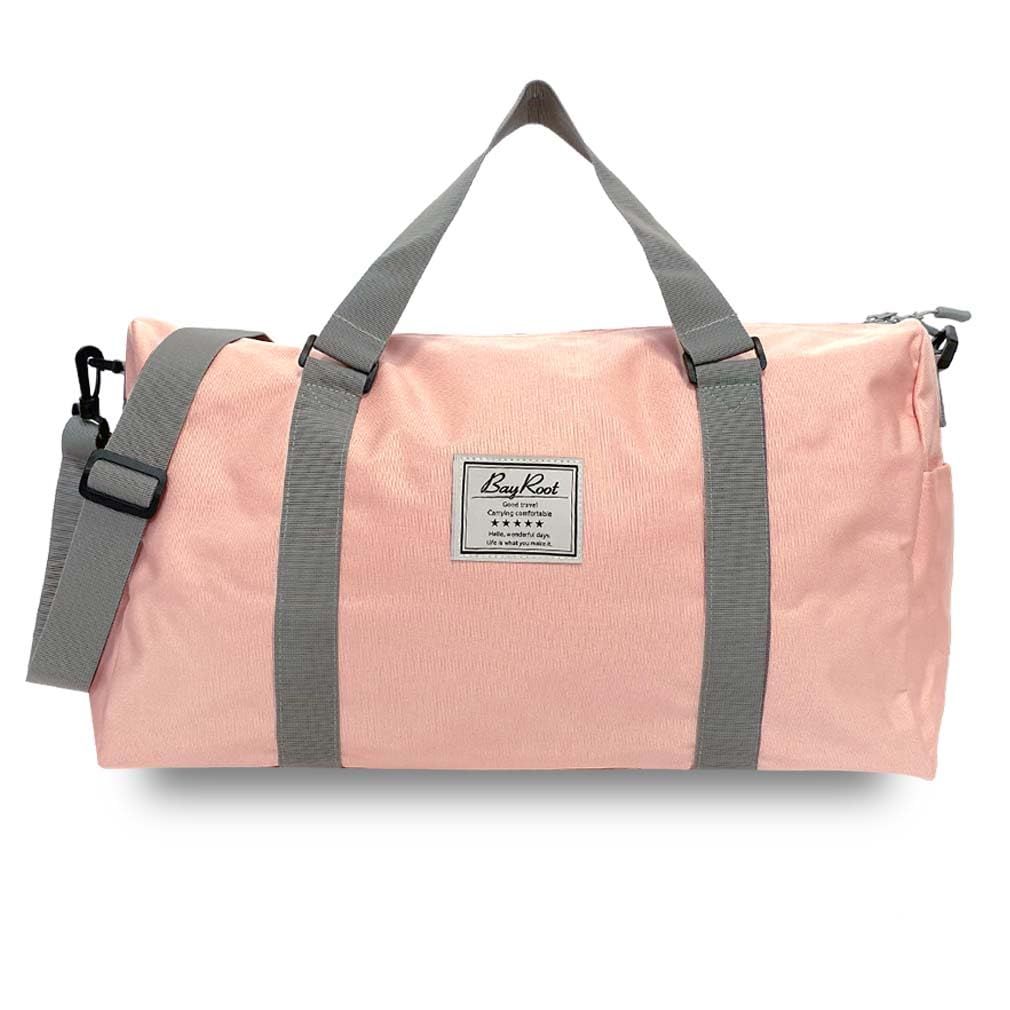 BayRoot ボストンバッグ 修学旅行 旅行バック 大容量 軽量 1泊 2泊 機内持ち込み キャリーオン ショルダー ベルト ピンク シェルピンク