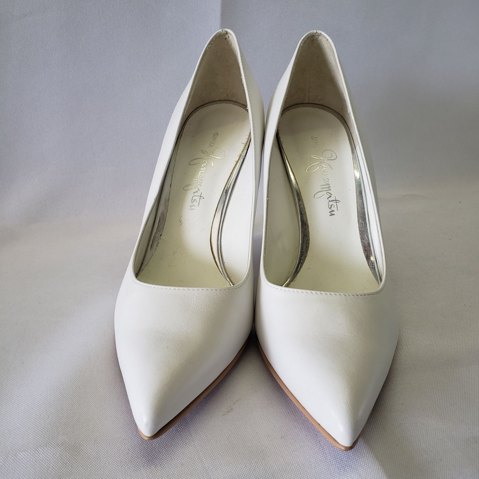 【美品】ピンヒール　パンプス　ウェディングドレスシューズ　銀座かねまつ 美品】ピンヒール パンプス ウェディングドレスシューズ 銀座