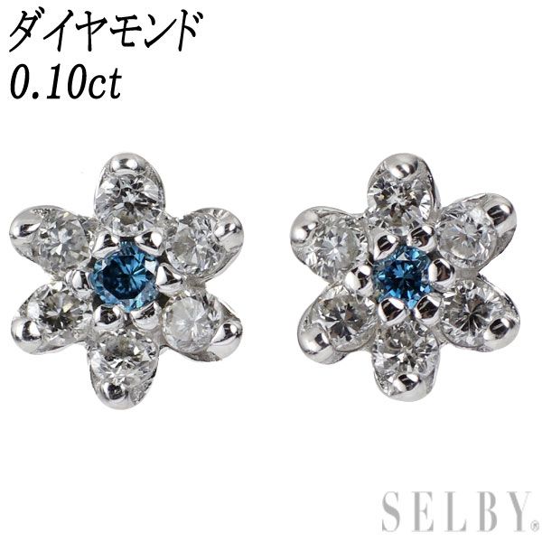 K18WG ダイヤモンド ピアス 0.10ct フラワー - cecati92.edu.mx