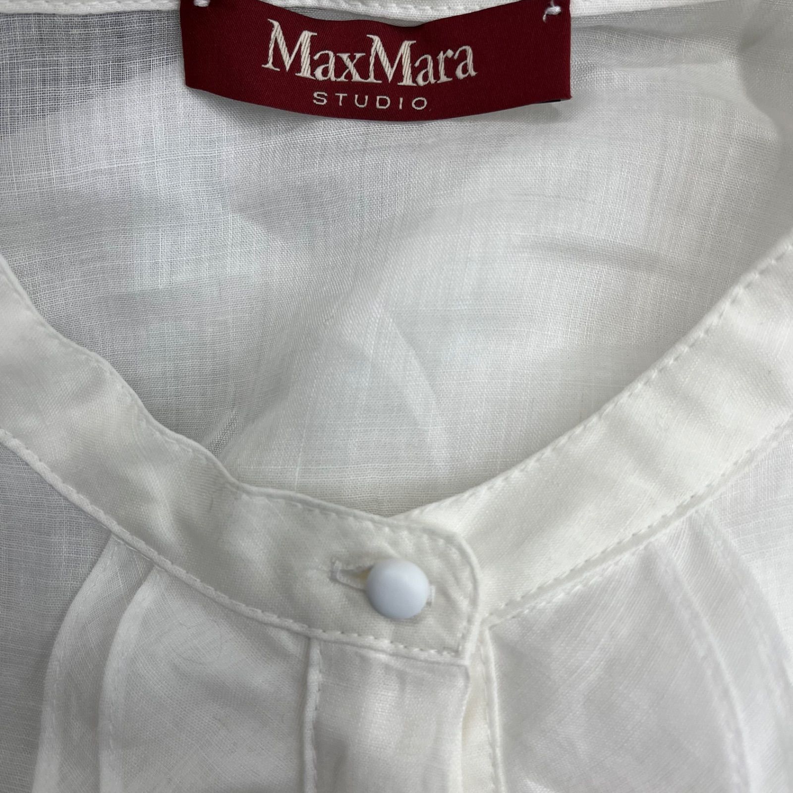 美品 マックスマーラ MAXMARA STUDIO リネン フリル ブラウス シャツ 