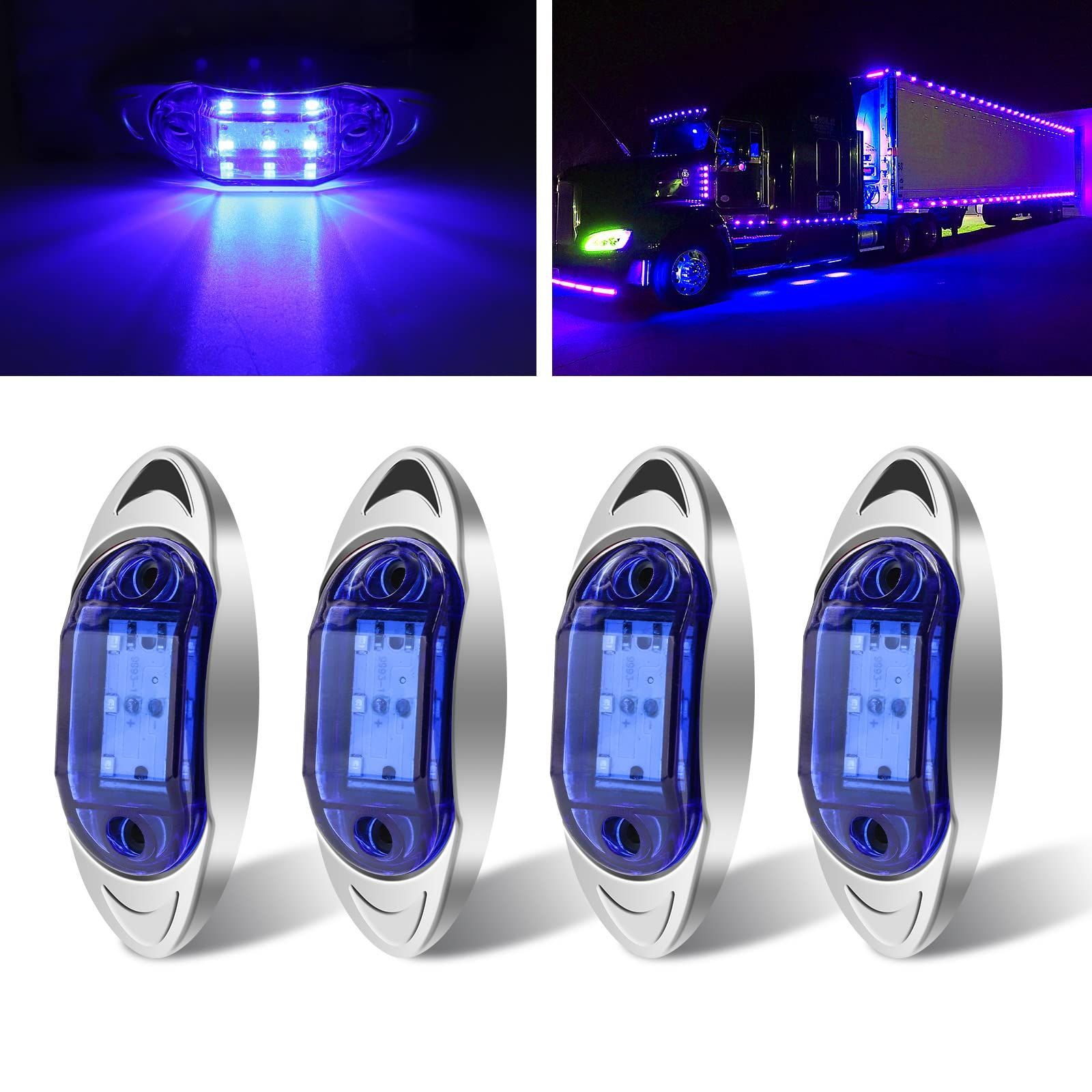 数量限定】12V 24V 青 LED 6連LED トラック用 車幅灯 トレーラー 