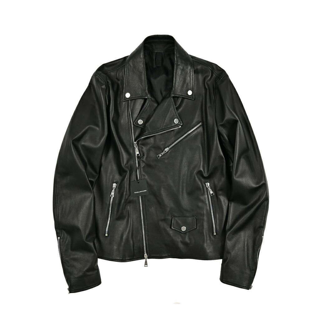 【極美品】TAGLIATORE レザージャケット 革ジャン ラムレザー 黒 L やっぱりレザージャケットは黒がいい。TAGLIATOREのラムレザー