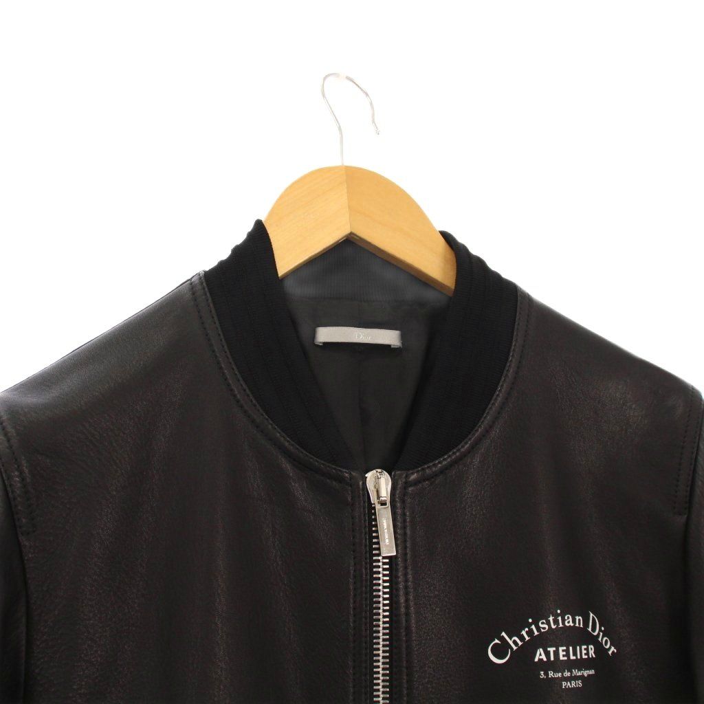未使用に近いDior homme ディオールオム スタジャン レザー 44 ディオールオム Dior HOMME アトリエロゴ レザージャケット 革ジャン