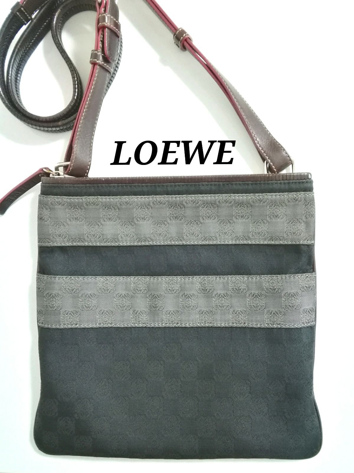 LOEWE ロエベ アナグラム キャンバスレザー ショルダーバッグ