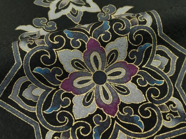 平和屋本店■極上　螺鈿工芸作家　佐野正喜　訪問着　正倉院鳳凰花文　黒地　金彩　逸品　CZAA2729s5 平和屋本店□極上 螺鈿工芸作家 佐野正喜 訪問着 正倉院鳳凰花文 黒地