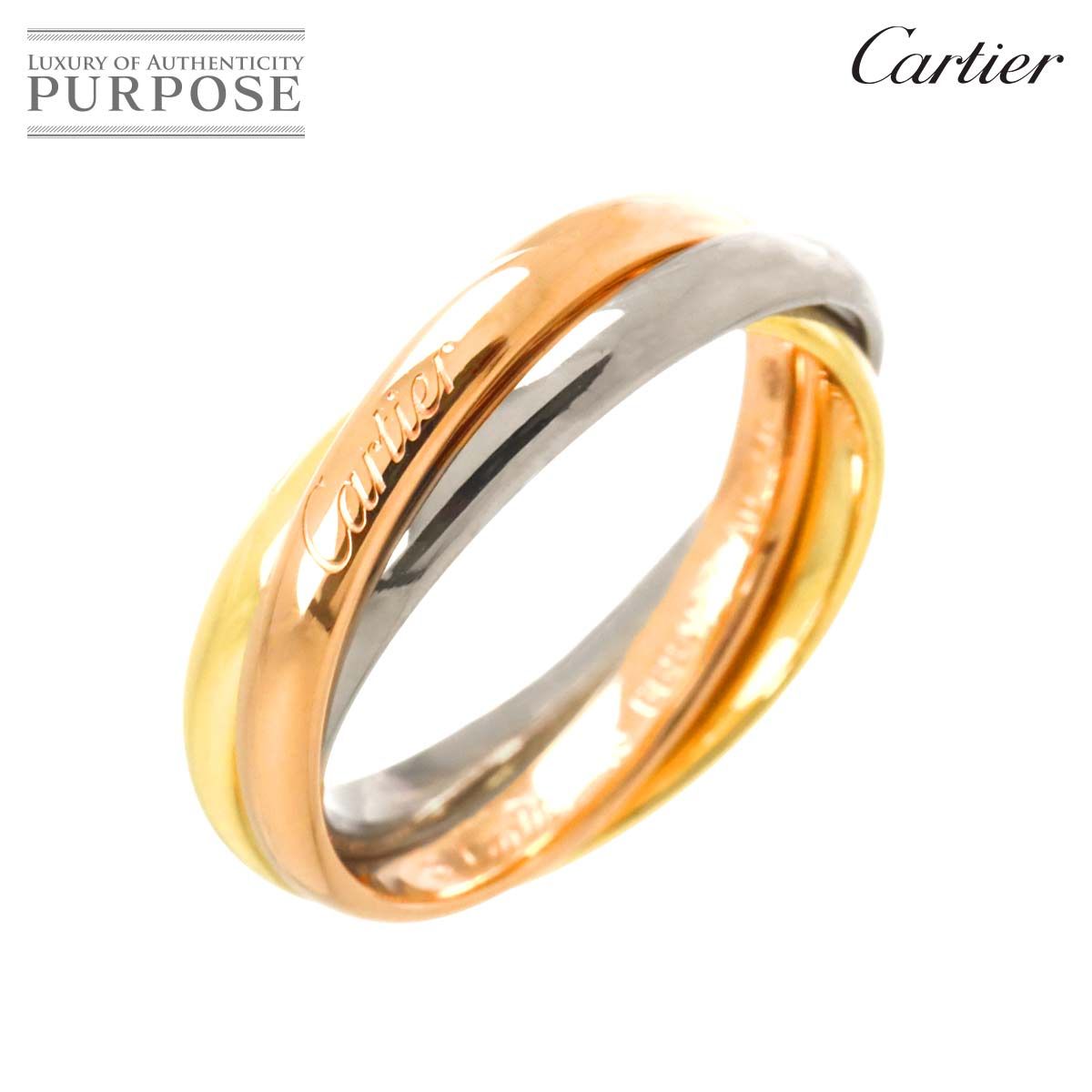 カルティエ Cartier トリニティ スモール 48 リング K18 YG WG PG 3連 スリーゴールド 750 指輪 Trinity Ring 証明書付き 90279519