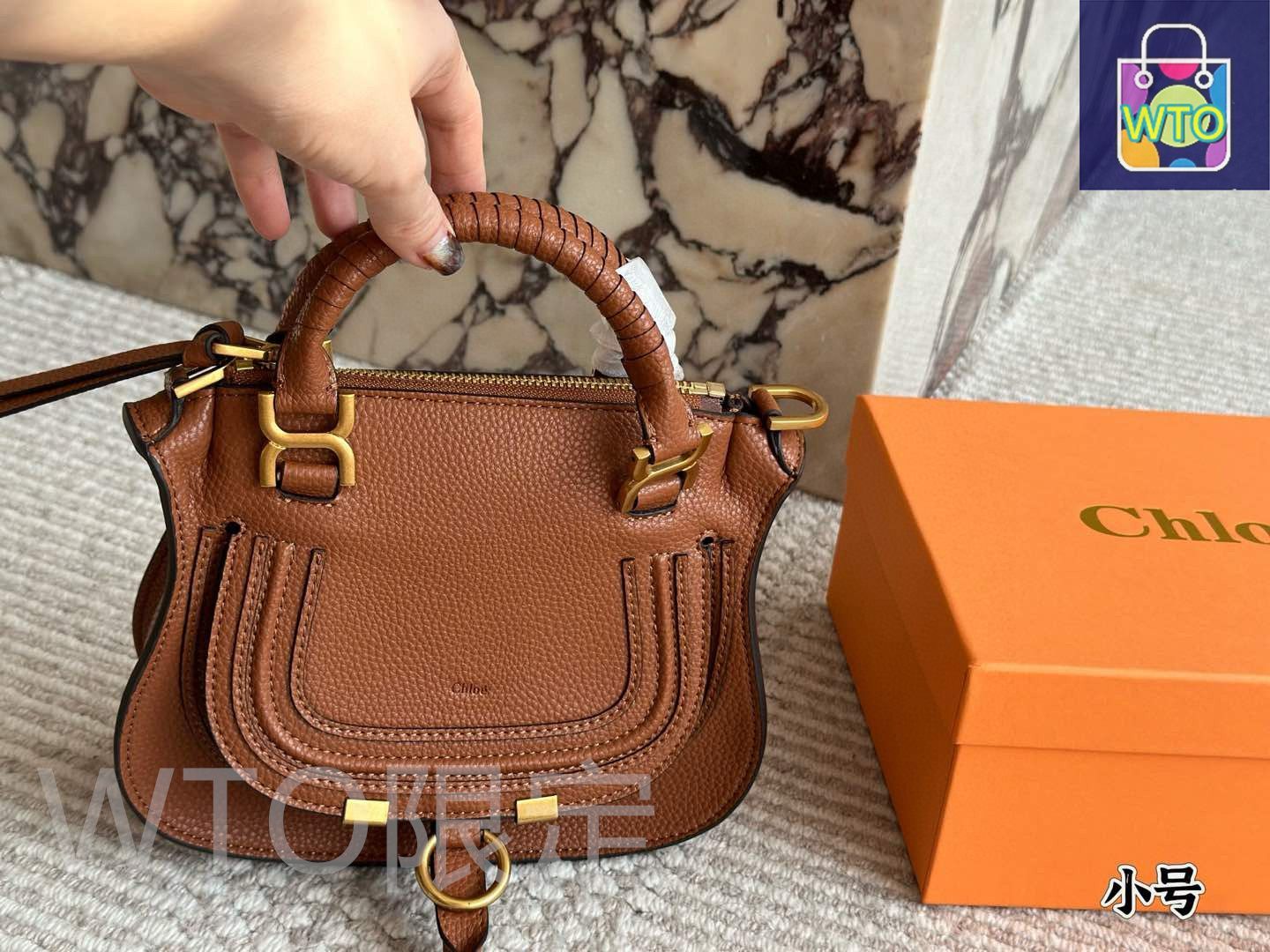 関税送料込み♦Chloe  スモール サドルバッグ Chloé グレインレザー製Marcieスモールサドルバッグ の茶色