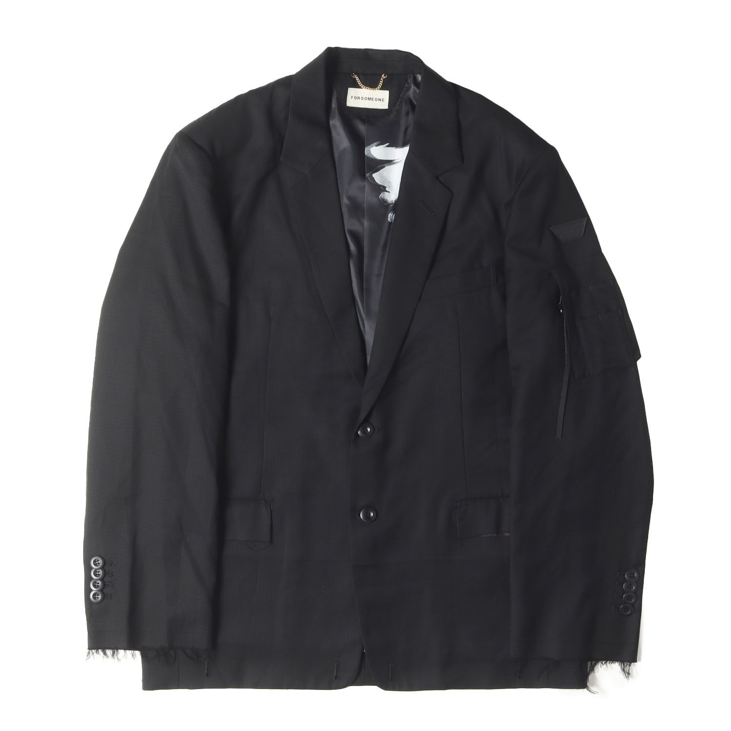 FORSOMEONE フォーサムワン ジャケット ブラック 黒 サイズ:48 | リップストップウール ミリタリー テーラードジャケット | アウター ブレザー 上着【メンズ】【中古】【K4565】 FORSOMEONE フォーサムワン ジャケット ブラック 黒 サイズ:48