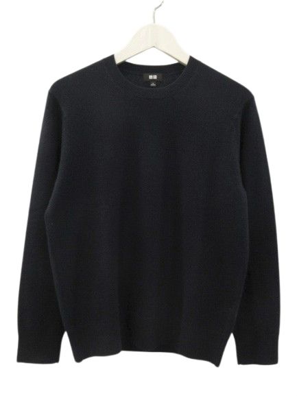 ユニクロ UNIQLO カシミヤクルーネックセーター ネイビー 紺色 丸首 長袖 S カシミア セーター トップス