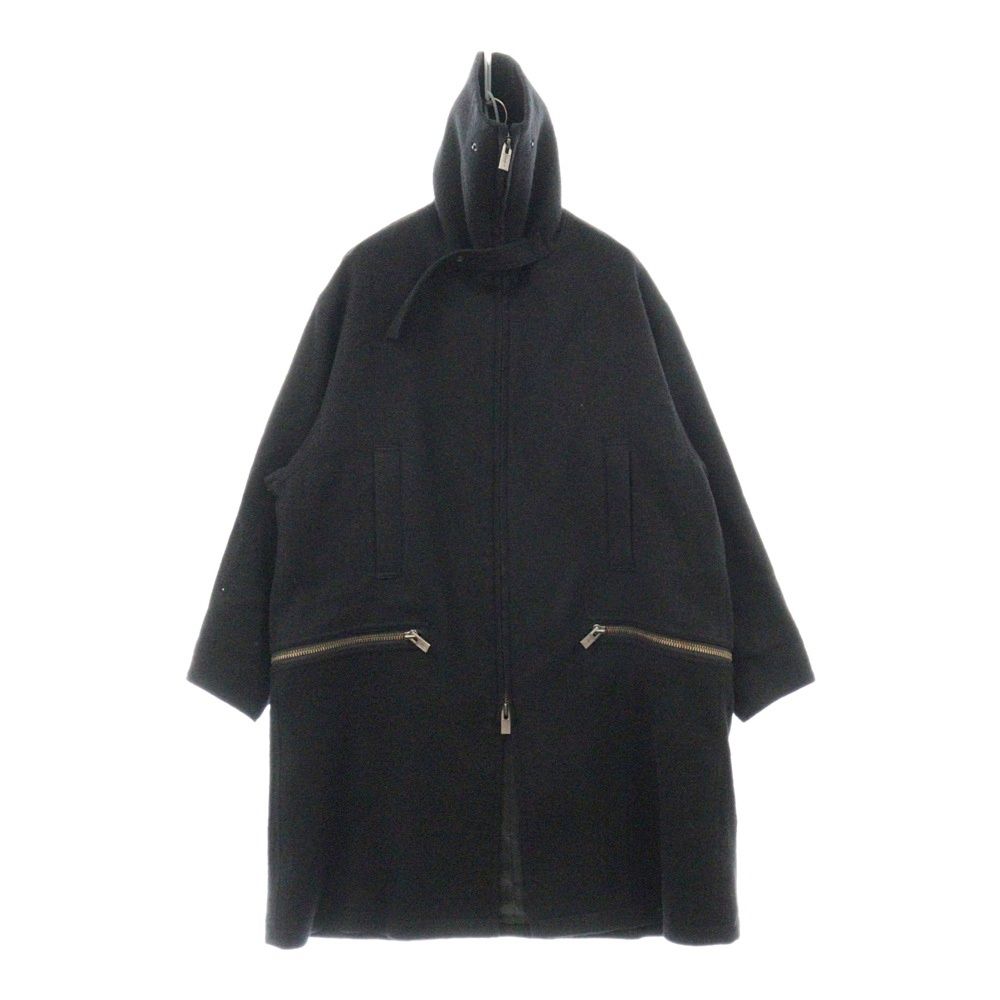 Yohji Yamamoto (ヨウジヤマモト) 変形デザイン ウール ハイネック コート ジップアップ ジャケット ブラック FX-C82-116