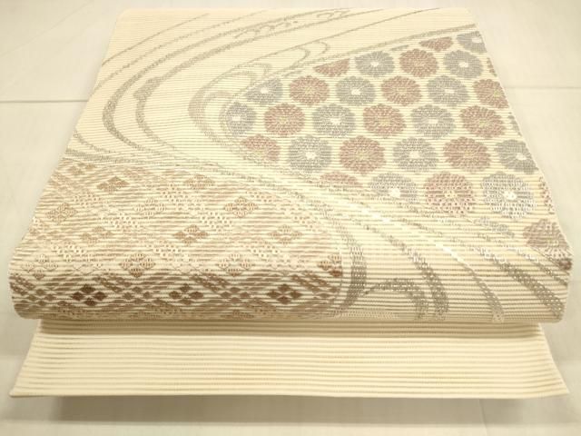 平和屋着物＊夏物 絽綴れ 太鼓柄袋帯 唐織 絽刺し 区限刺繍 流水花文  