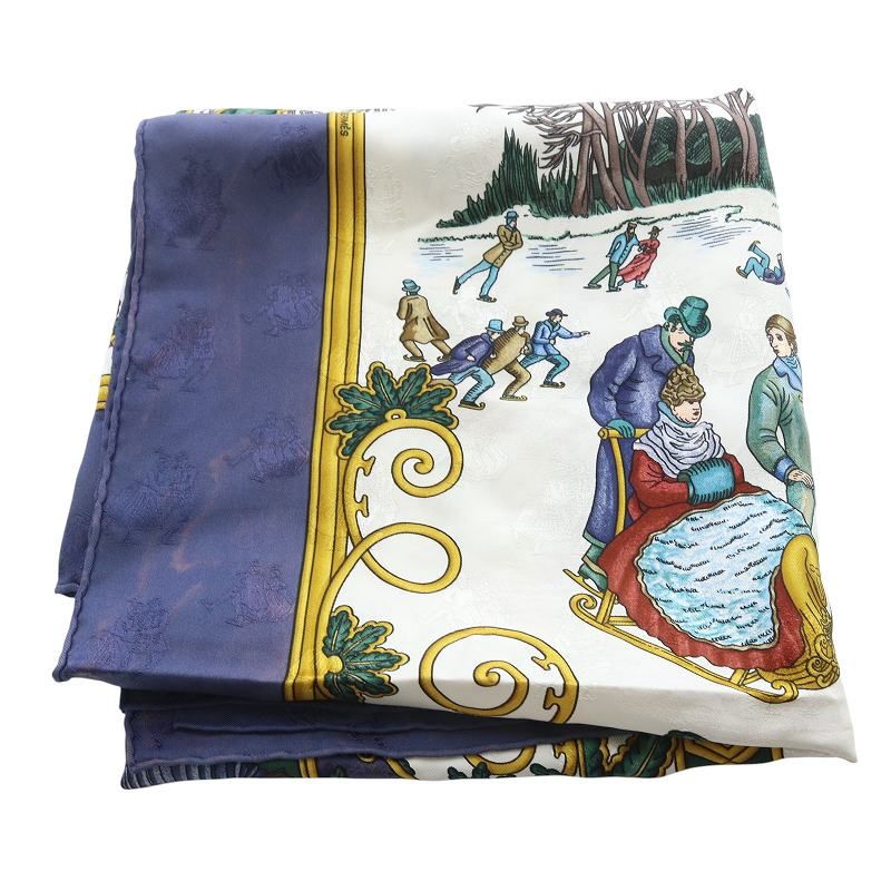 ⭐️美品HERMES Joies d’ Hiver カレ90 透かし風プリント HERMES ⭐️Joies d' Hiver カレ90 透かし風プリント