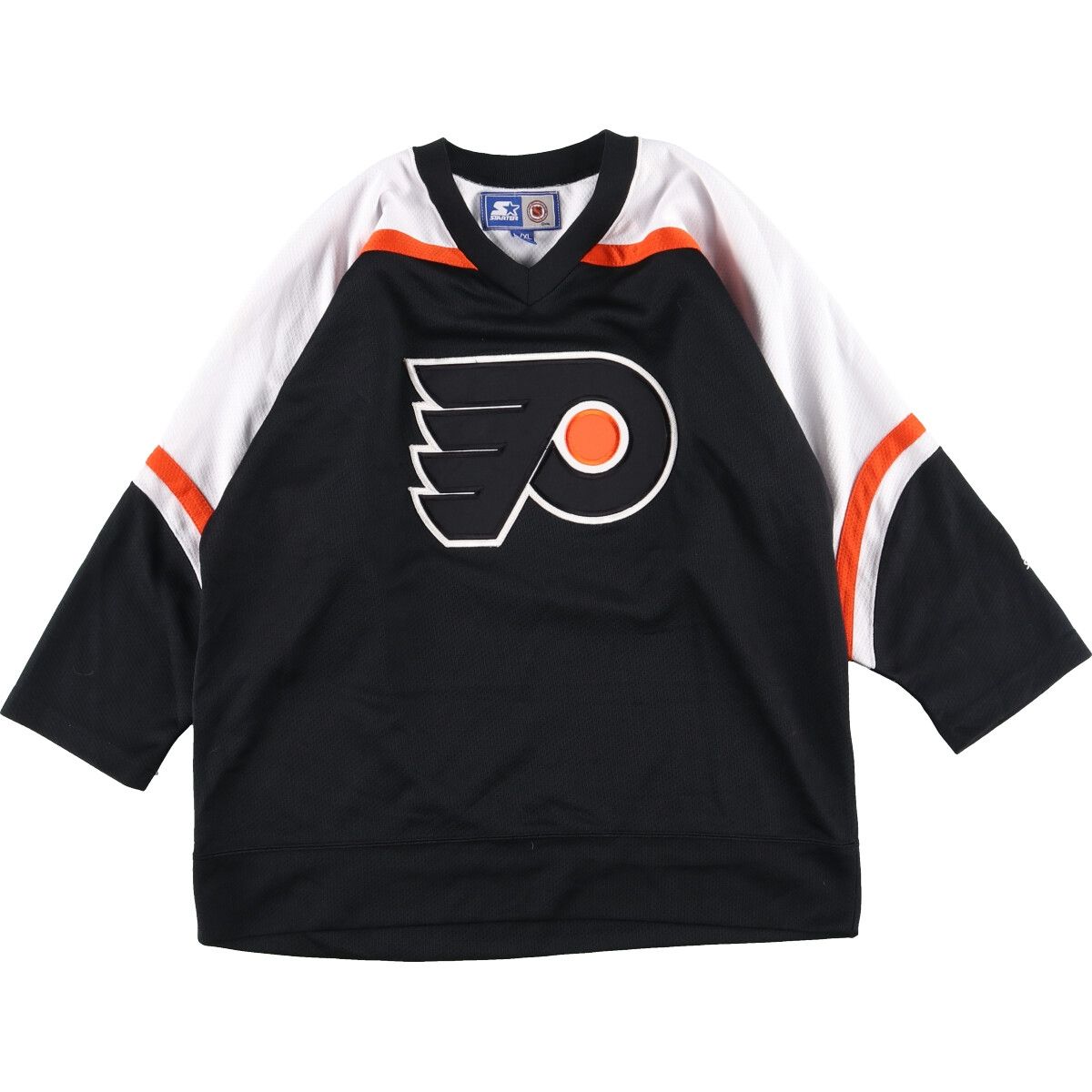 古着 スターター Starter NHL Philadelphia Flyers フィラデルフィア フライヤーズ ゲームシャツ ホッケーシャツ  メンズL/eaa351703