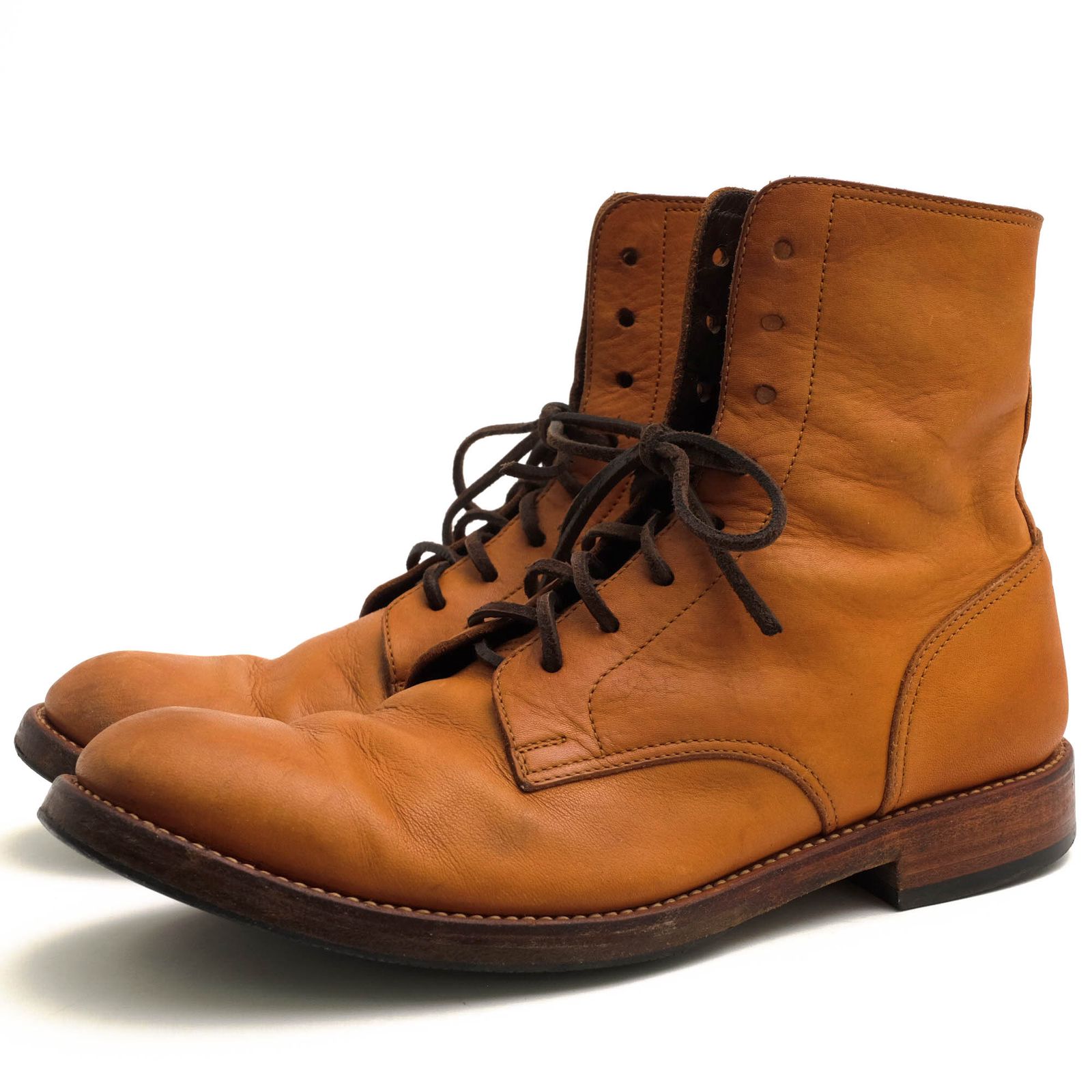 モト／MOTO レースアップブーツ シューズ 靴 メンズ 男性 男性用 レザー 革 本革 ブラウン 茶 1100 PLAIN TOE LACE UP  BOOTS 手染め プレーントゥ レザーソール - メルカリ