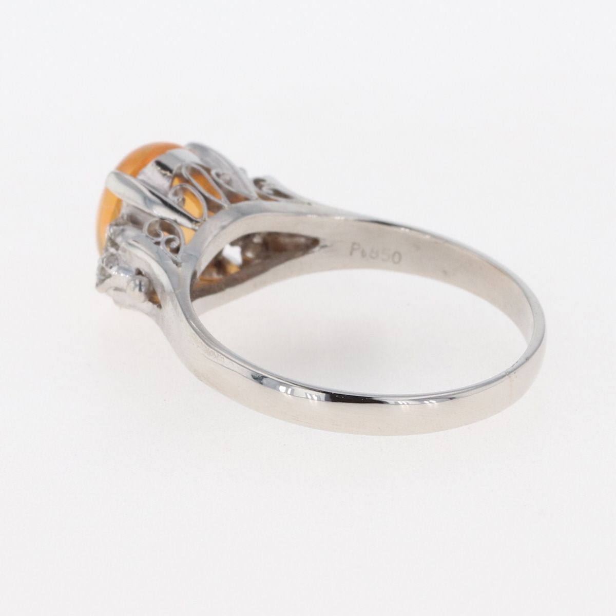 オパール デザインリング プラチナ 指輪 メレダイヤ リング 12号 Pt850 