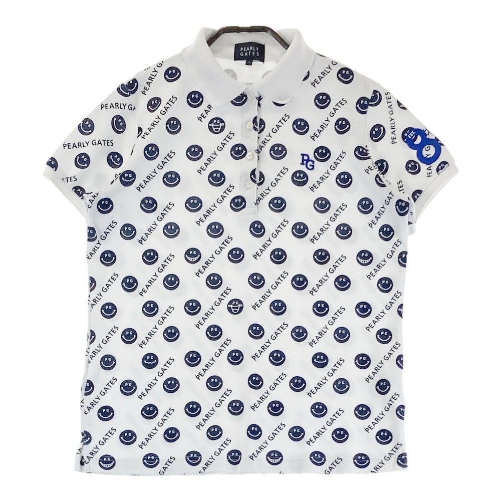サイズ：1 PEARLY GATES パーリーゲイツ 半袖ポロシャツ 総柄 ホワイト