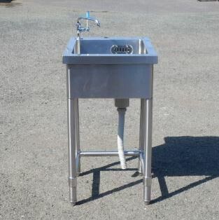 業務用 ステンレス 1槽 シンク W45 D60 H80cm 厨房 槽内寸W370D460深195mm さびあり ふた付き