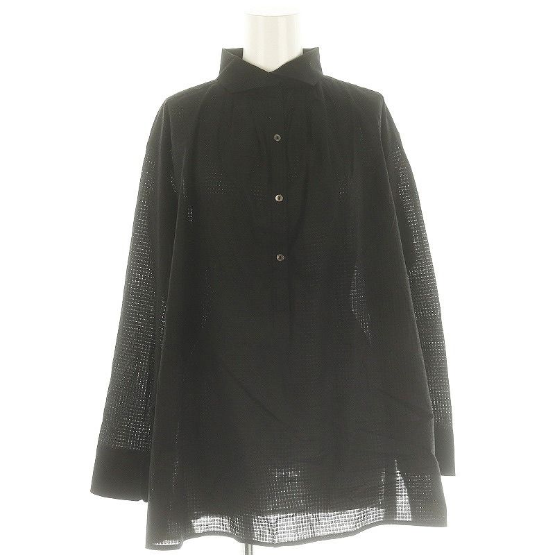 yunahicaユナヒカ シャドウチェック シャツプルオーバー黒　サイズ1 ユナヒカ yunahica シャドウチェックシャツ プルオーバー 長袖 1 黒