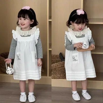 【雷市場（ポンジャン）商品韓国直送】 フリルティーホワイトラビットドレスセット 女児 幼児 キッズ 春 ワンピース