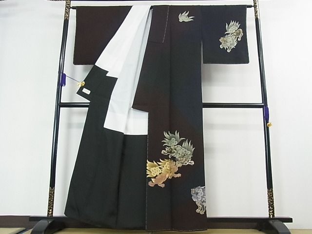 平和屋本店■極上　ハーブ草木染工房　夢染里　訪問着　唐獅子　暈し染め　やまと金ラベル　逸品　未使用　3kh1898 平和屋本店□極上 ハーブ草木染工房 夢染里 訪問着 唐獅子 暈し染め