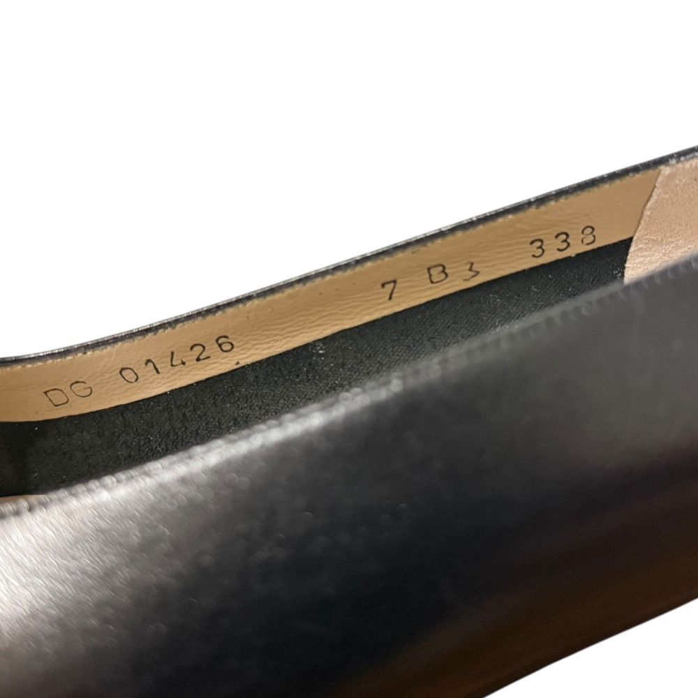 ♥ Salvatore Ferragamo サルヴァトーレフェラガモ カーフレザー ヴァラリボン ローヒール パンプス サイズ7B 約24cm ブラック レディース 古着 KIN-KAAI_COM