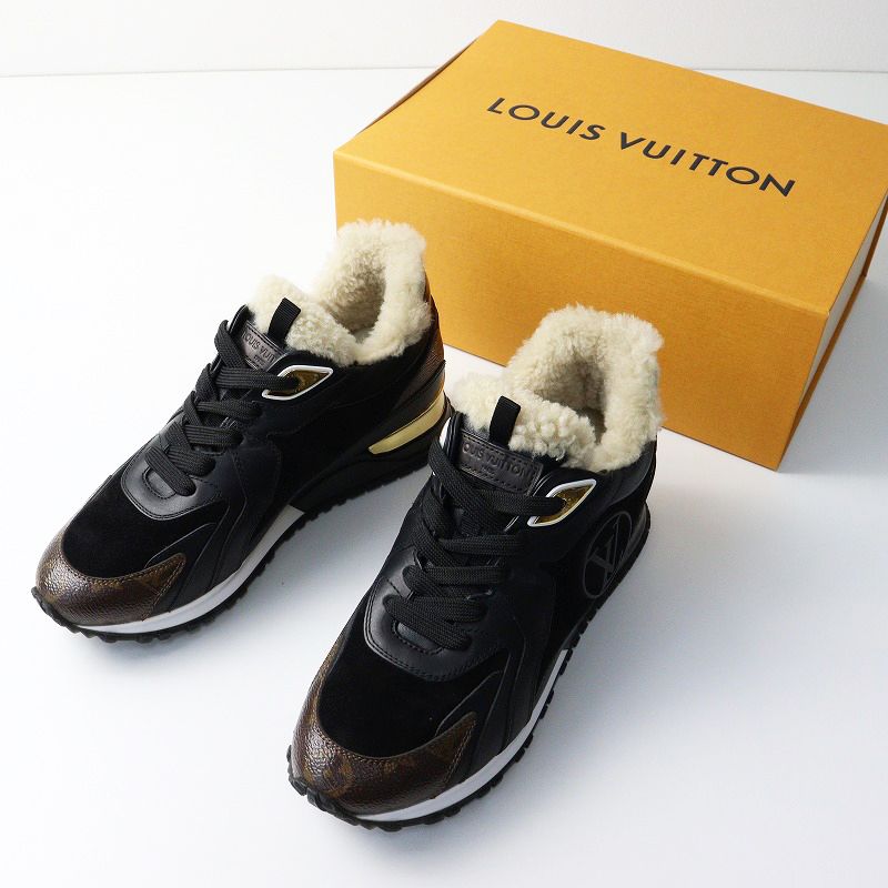 2025年 ルイヴィトン LOUIS VUITTON ランアウェイ モノグラム レザーXスエードボアスニーカー 36.5 23.5cm 女性用 2400014408287