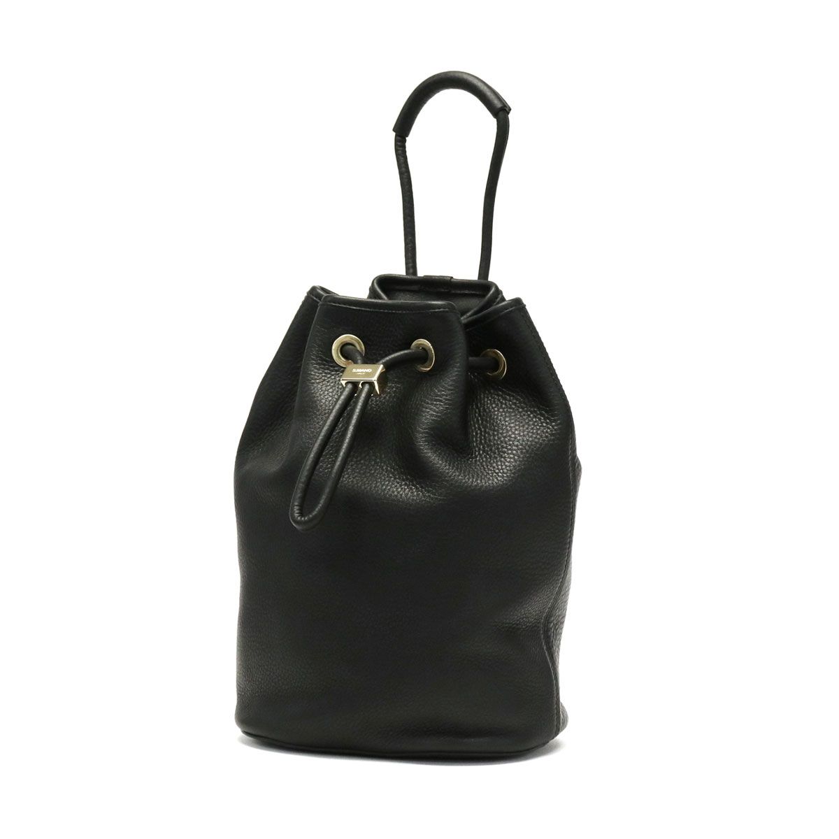 エスマーノ 巾着バッグ S.MANO DRAWSTRING BAG SMALL 本革 レザー 小さめ ドローストリングバッグ スモール メンズ イタリア SMANO BLACK
