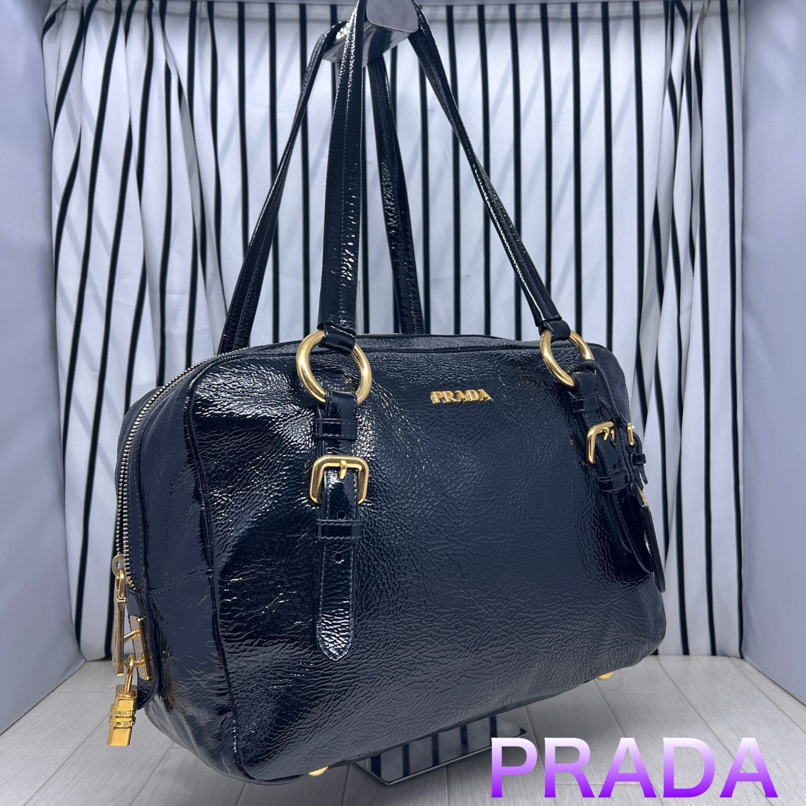 【ほぼ未使用】PRADA×プラダ A4収納可能オールパテントレザートートバッグ