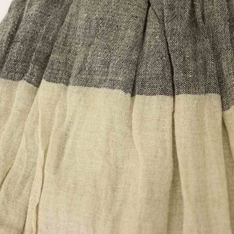 【美品】 Plantation プランテーション 綿　麻 ギャザーロングスカート 美品】 Plantation プランテーション 綿 麻 ギャザーロング