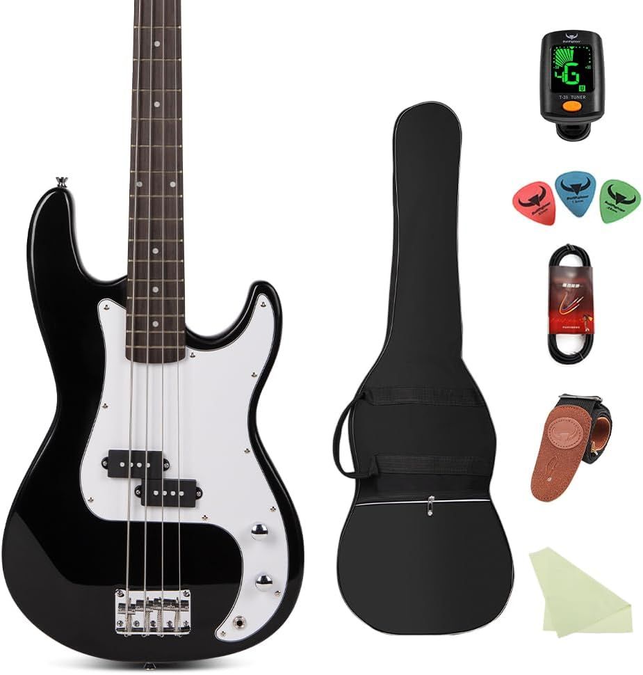 Bullfighterエレキベースセットアクセサリーセット付き、4弦bass