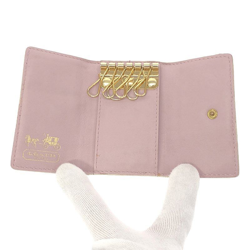 COACH レザーキーケース ホワイト/ピンク COACH / コーチ | レザー キーケース | オフホワイト/ピンク系 - メルカリ