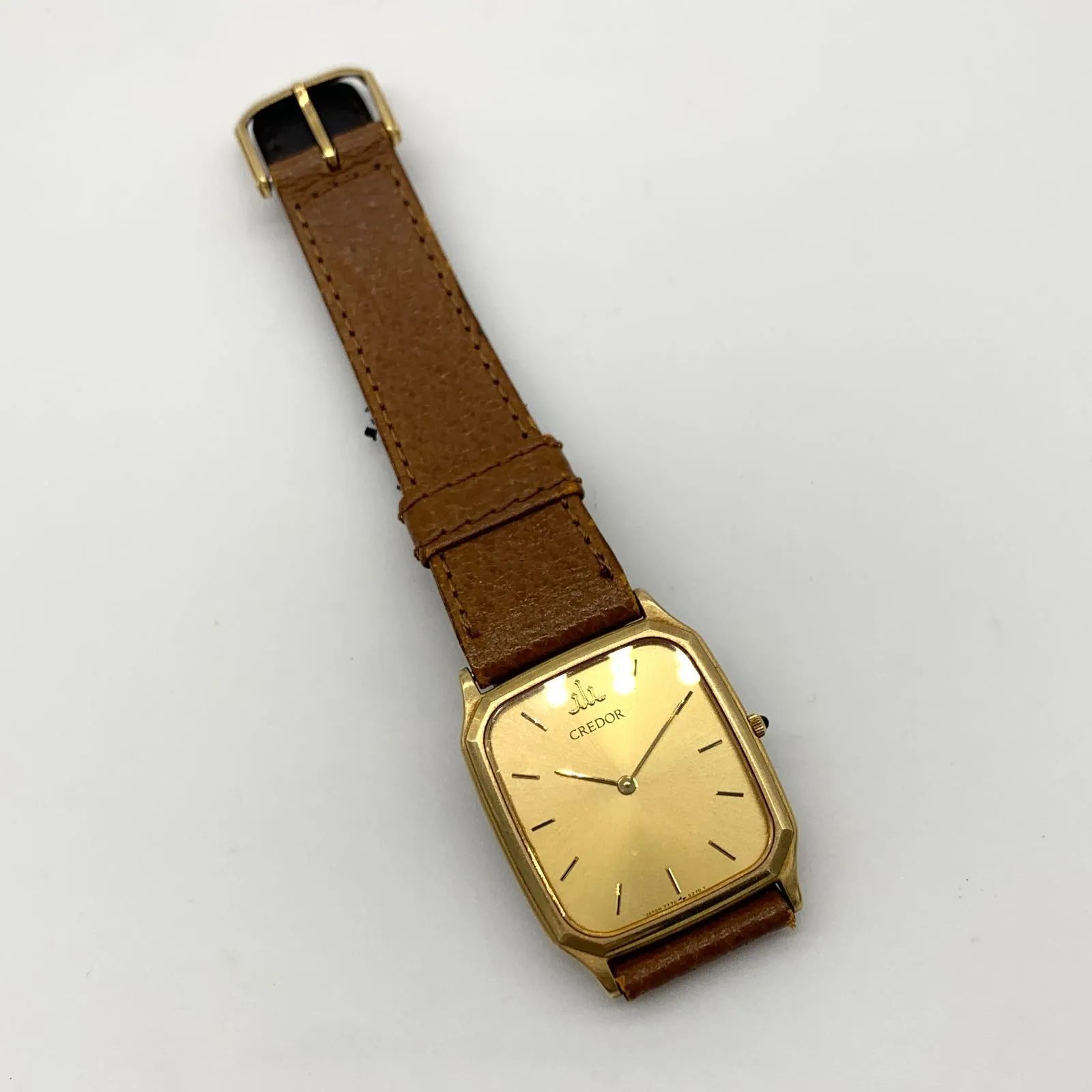 14KT】SEIKO CREDOR 7770-5250 セイコー クレドール 14金 ゴールド 革
