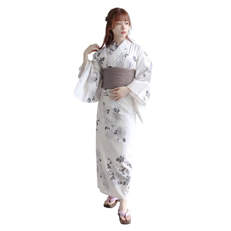 KYOETSU キョウエツ 浴衣セット 変わり織 生成り 2点セット 浴衣 兵児帯 レディース F 9.古菊心酔 フリーサイズ 0
