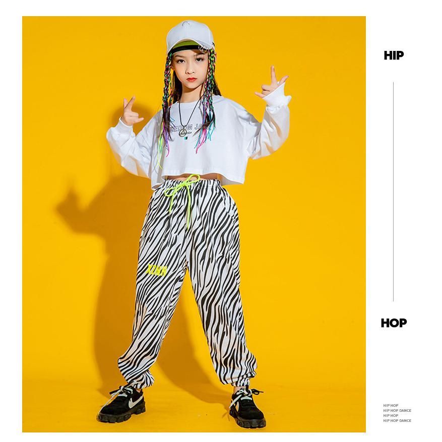 キッズダンス衣装 派手 ヒップホップ ストリート 上下2点セット（ホワイトトップス+パンツ） 子供 キッズ ダンス 衣装 男の子 女の子 こども　ジュニア hiphop jazz jiaai02