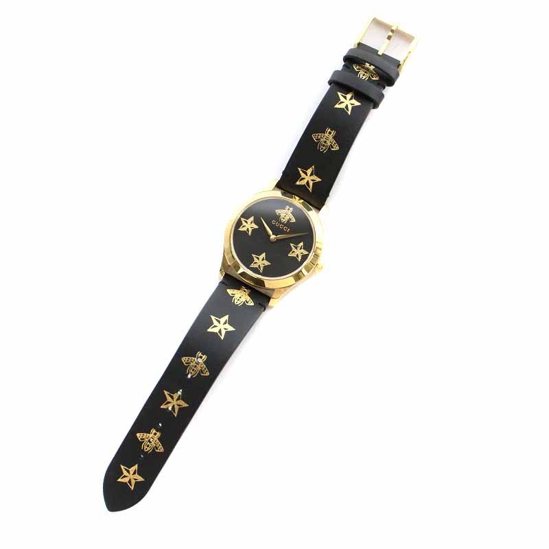 未使用】グッチ 腕時計 Gタイムレス 金 × 黒 ビー スター ユニ