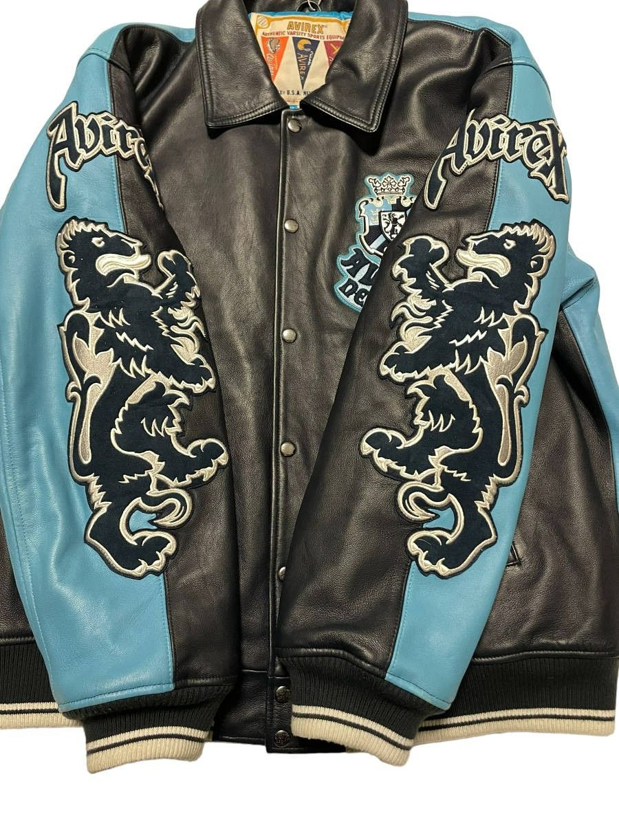 極美品 XL AVIREX アビレックス LION 2TONE VARSITY JACKET