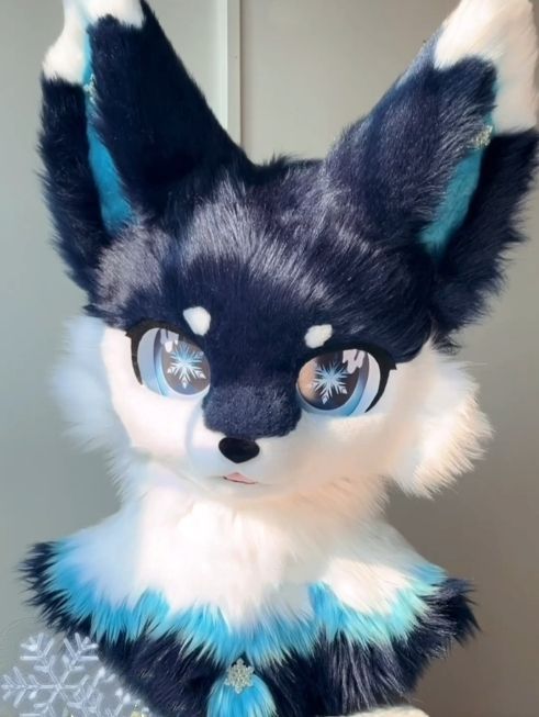 着ぐるみヘッド キツネ NO.84 ブルー 青 全頭ヘッド ケモノ マスク ファースーツ ぬいぐるみ コスプレ コスチューム kigurumi