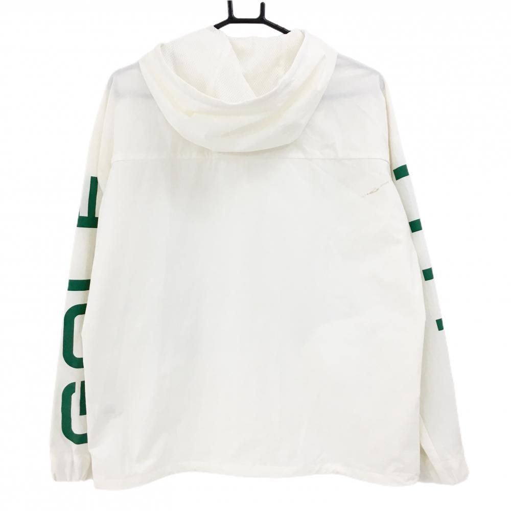 ハイプゴルフ ジップパーカー 白×グリーン 袖ロゴ ストレッチ メンズ M ゴルフウェア HYPEGOLF