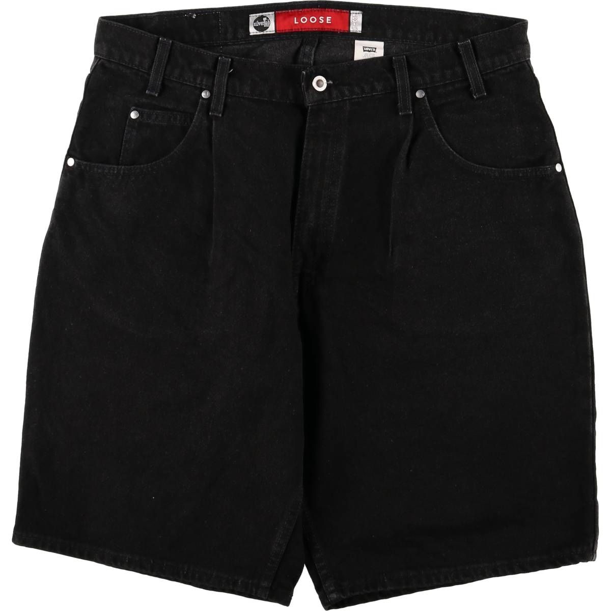 古着 90年代 リーバイス Levi s SILVER TAB シルバータブ LOOSE ルーズ ワンタック ブラックデニムショーツ ハーフパンツ |eaa585759