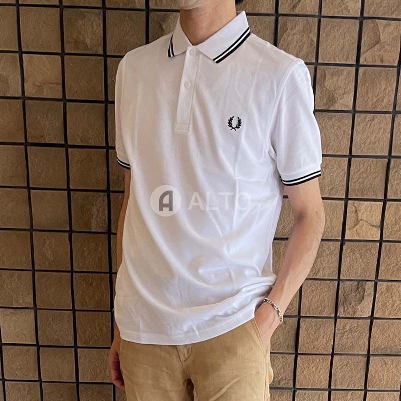 ☆2025春夏新入荷☆FRED PERRY フレッドペリー M3600 ポロシャツ 刺繍入り 半袖 ホワイト メンズ