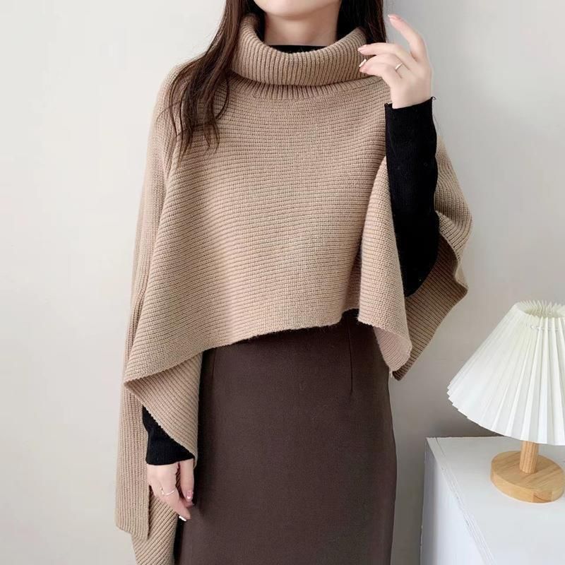 ニットポンチョ タートルネック ポンチョ ニット タートルニット 