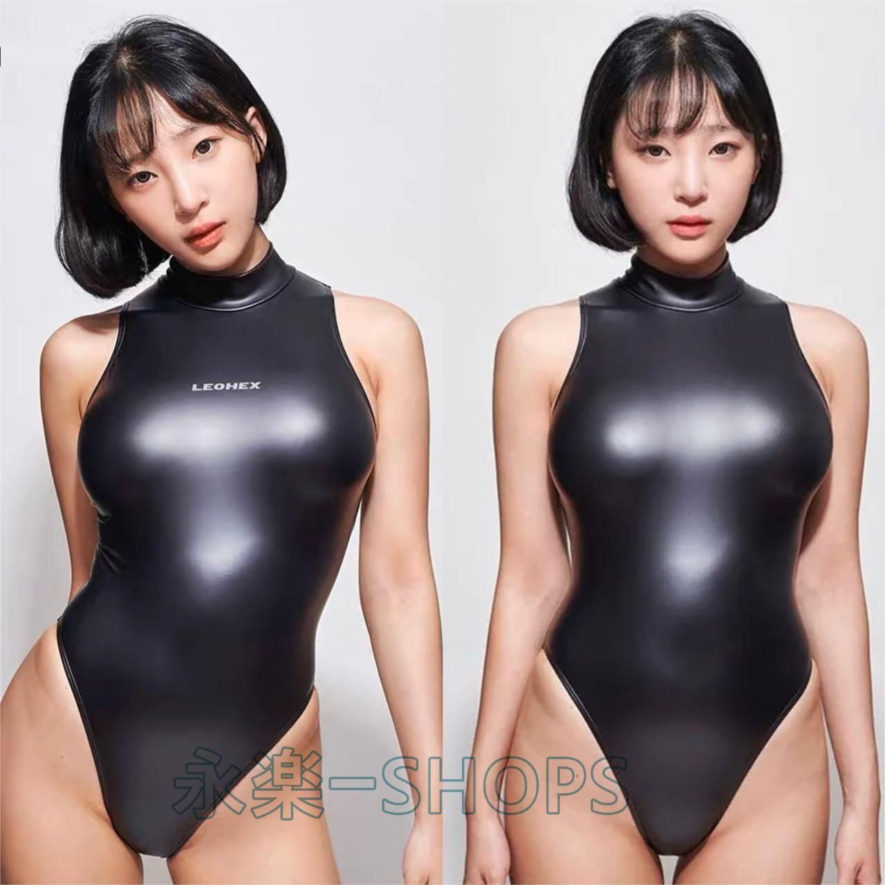LEOHEX 背中ファスナー 競泳水着 ハイネックレーシング コスプレ