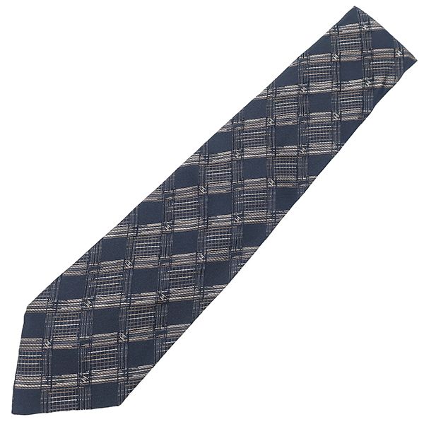 シャネル CHANEL ネクタイ 斜め格子 9.5cm シルク ブラック×マルチカラー 黒