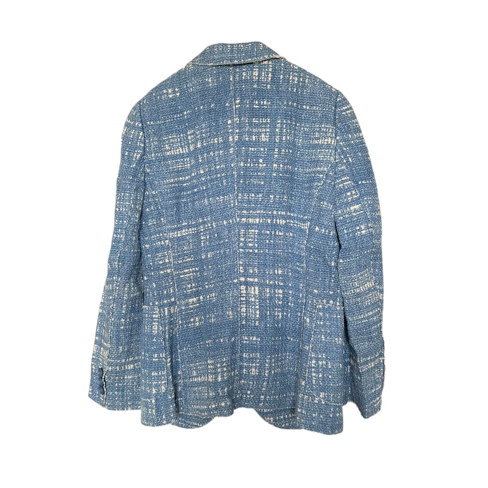 Z1554 美品 PRADA プラダ ツイード テーラード ジャケット 水色 ブルー