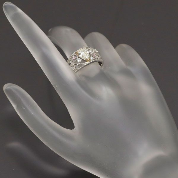 K18/pt900 キュートなダイヤモンド ペアシェイプ リング リング ダイヤモンド ペアシェイプ カット k18 pt900 0.5ct [no