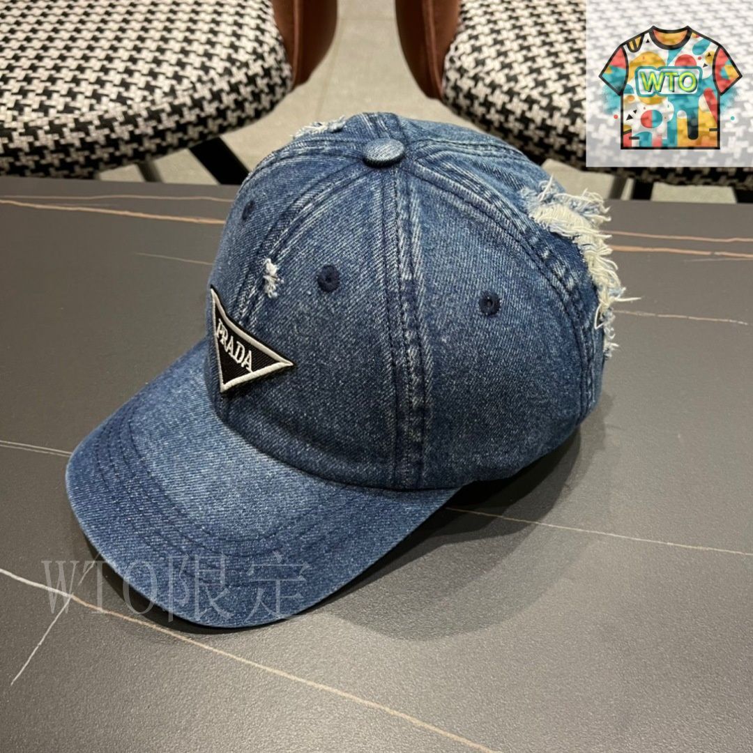 PRADA キャップ　デニム　新品　サイズM Prada デニム キャップ | ブルー | FARFETCH JP