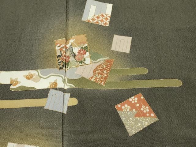 平和屋着物□訪問着 駒刺繍 源氏香 草花文 暈し染め 金糸 鬼しぼ縮緬  