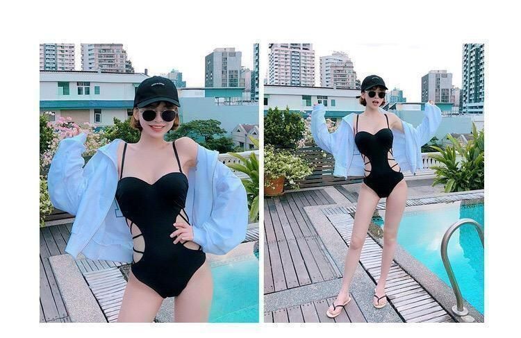 セクシー?サイド編み上げモノキニ水着♪ XL ビキニ タンキニ 黒 プール 海