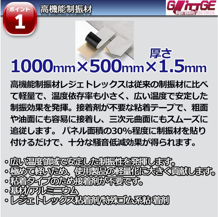 1000mm✕500mm✕1.5mm 高機能制振剤